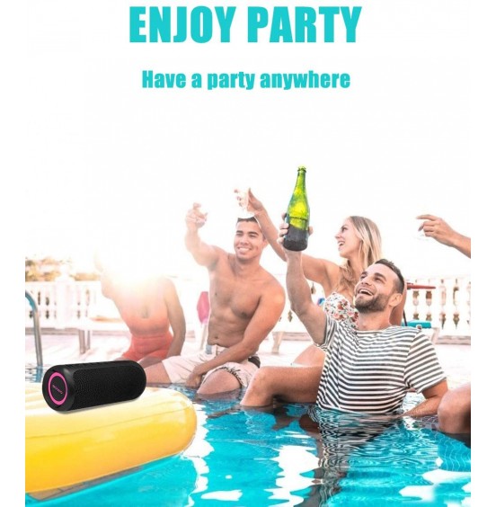Portable Bluetooth Speaker with Subwoofer, 35W Bass Loud Speaker with Power Bank, IPX7 Waterproof, Wireless Stereo Pairing, 24H Playtime, Speaker with Lights for Outdoor Party, Camping - Black Portable Bluetooth Speaker with Subwoofer, 35W Bass Loud Speaker with Power Bank, IPX7 Waterproof, Wireless Stereo Pairing, 24H Playtime, Speaker with Lights for Outdoor Party, Camping - Black